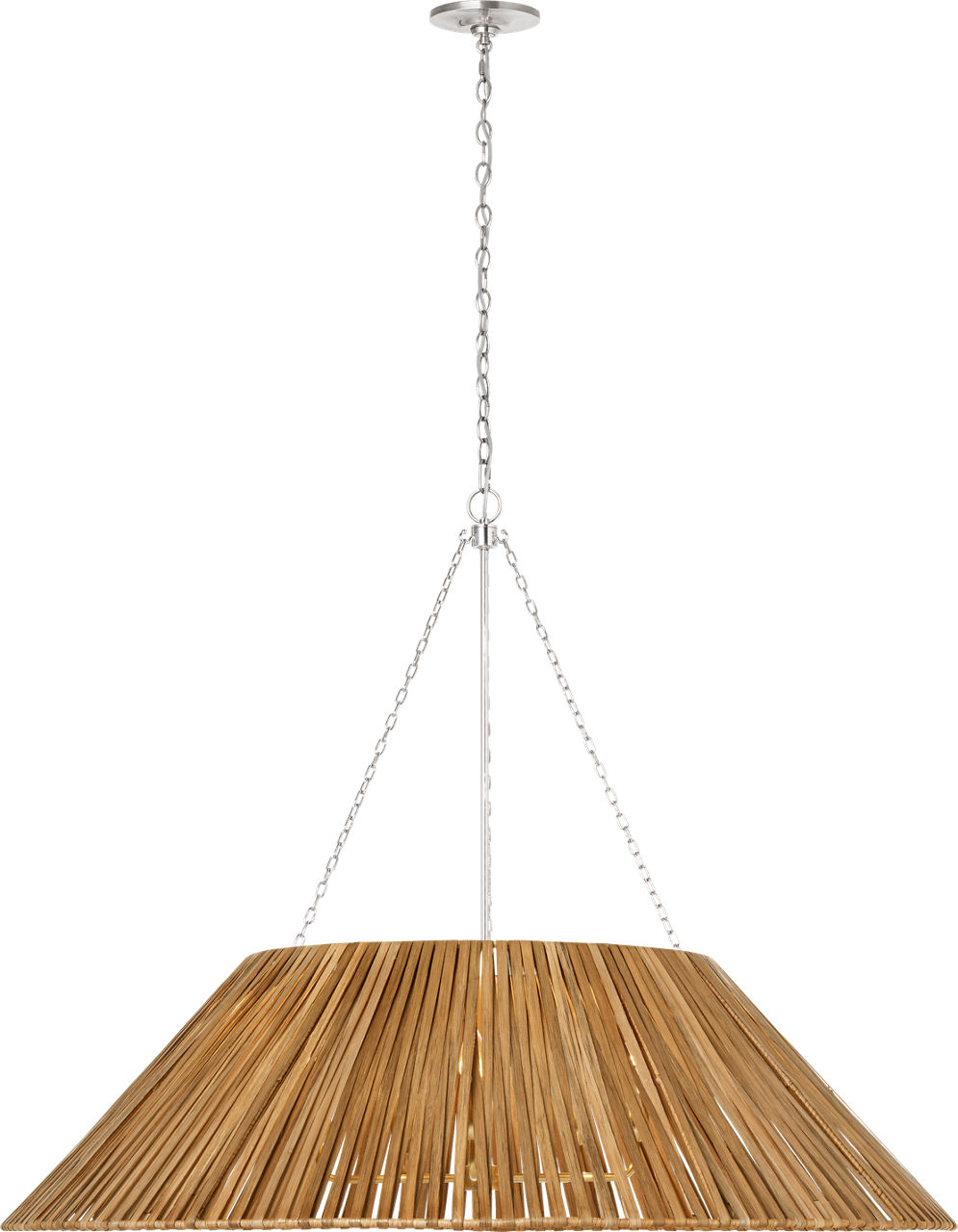 Corinne 44" Wrapped Hanging Shade in Polished Nickel with Natural Wicker Shade
