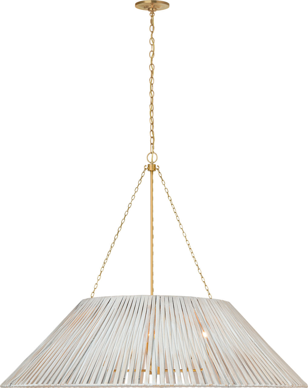 Corinne 44" Wrapped Hanging Shade in Soft Brass with White Wicker Shade