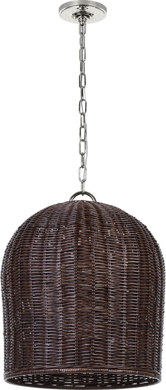 Nancy 18" Woven Hanging Shade in Polished Nickel with Espresso Wicker Shade