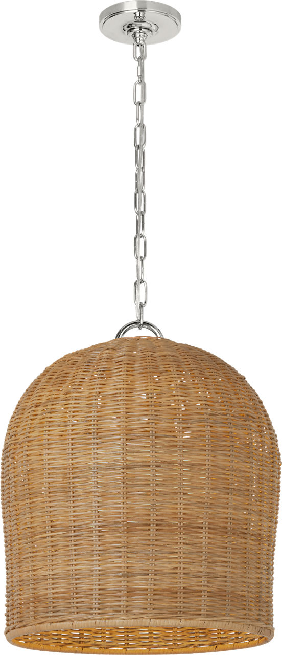 Nancy 18" Woven Hanging Shade in Polished Nickel with Natural Wicker Shade