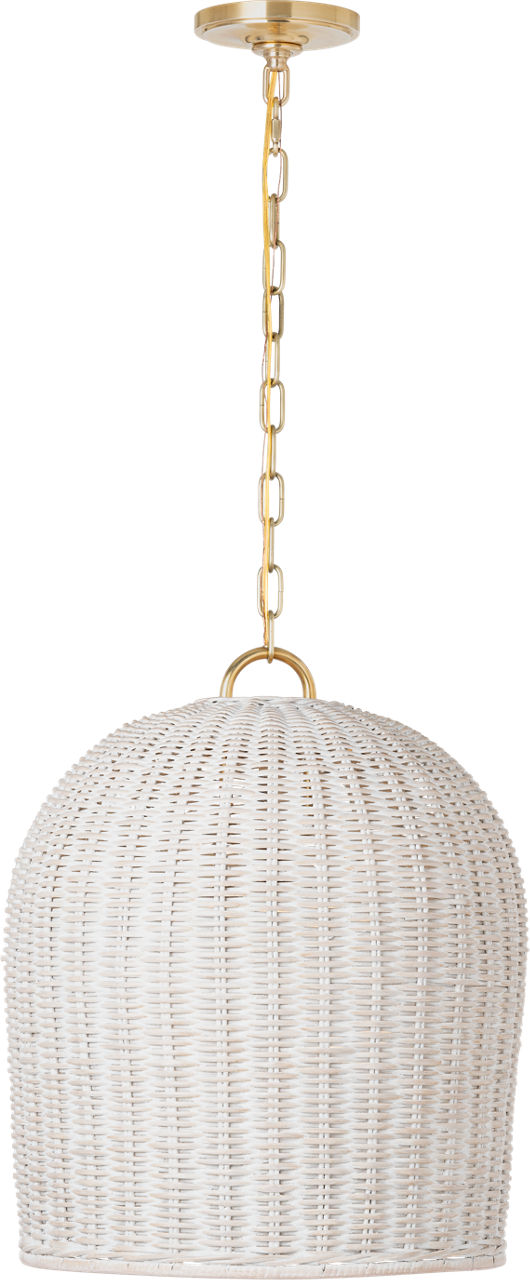 Nancy 18" Woven Hanging Shade in Soft Brass with White Wicker Shade