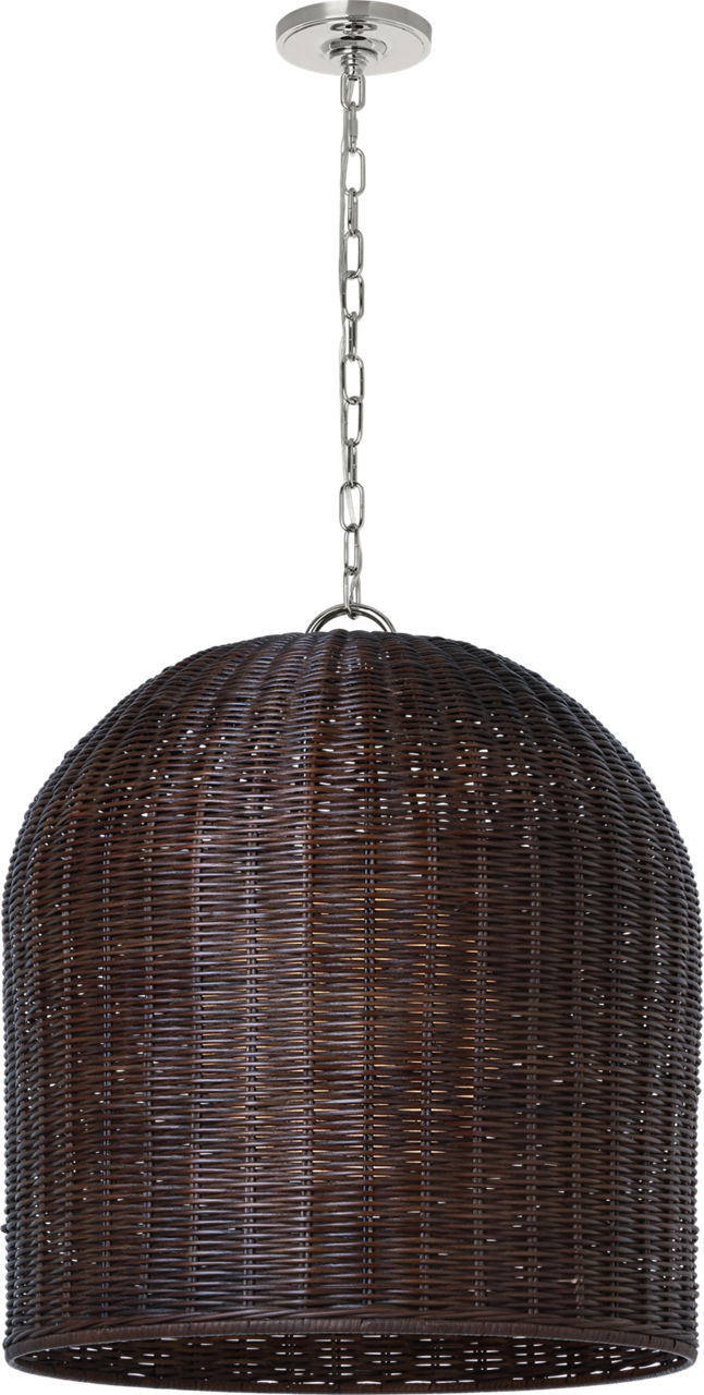 Nancy 25" Woven Hanging Shade in Polished Nickel with Espresso Wicker Shade
