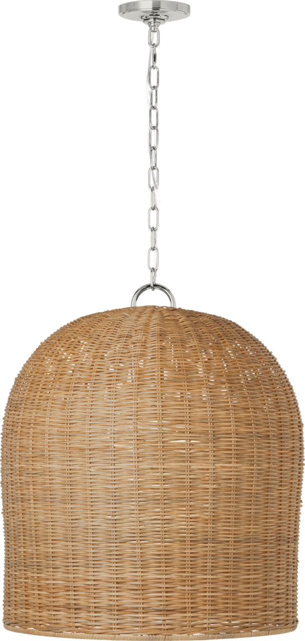 Nancy 25" Woven Hanging Shade in Polished Nickel with Natural Wicker Shade