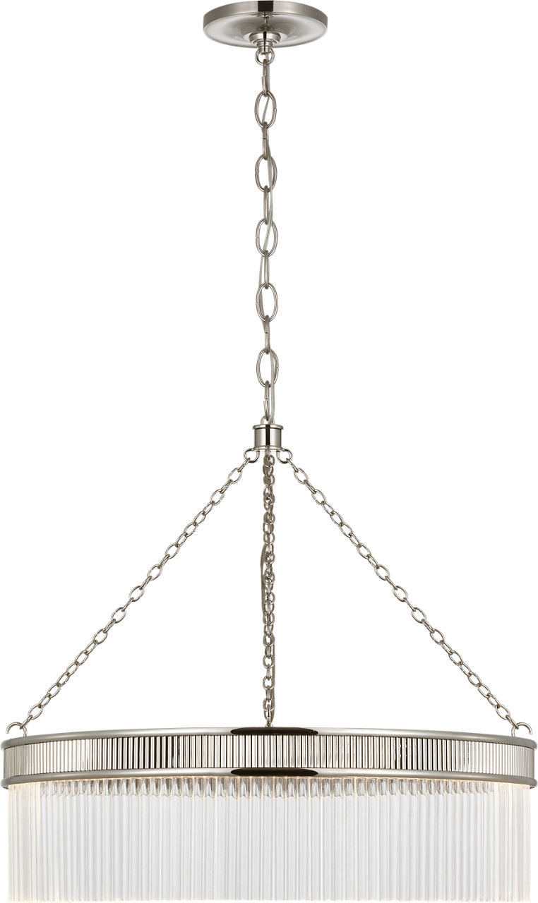Menil 26" Chandelier in Polished Nickel with Crystal Rods