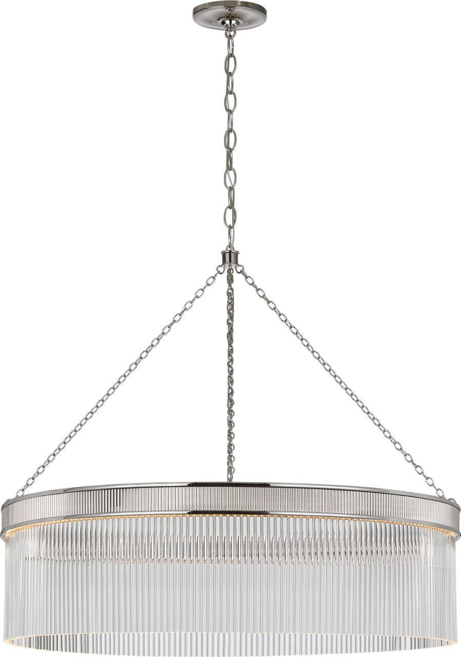 Menil 40" Chandelier in Polished Nickel with Crystal Rods