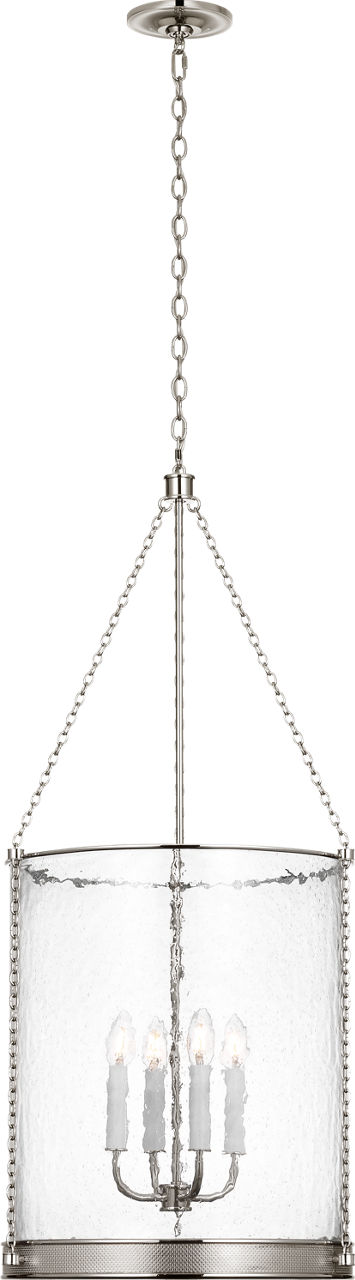 Reese 17" Lantern in Polished Nickel with Clear Restoration Glass