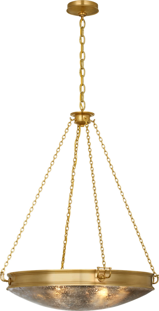 Quinn 28" Chandelier in Soft Brass with Antique Mercury Glass