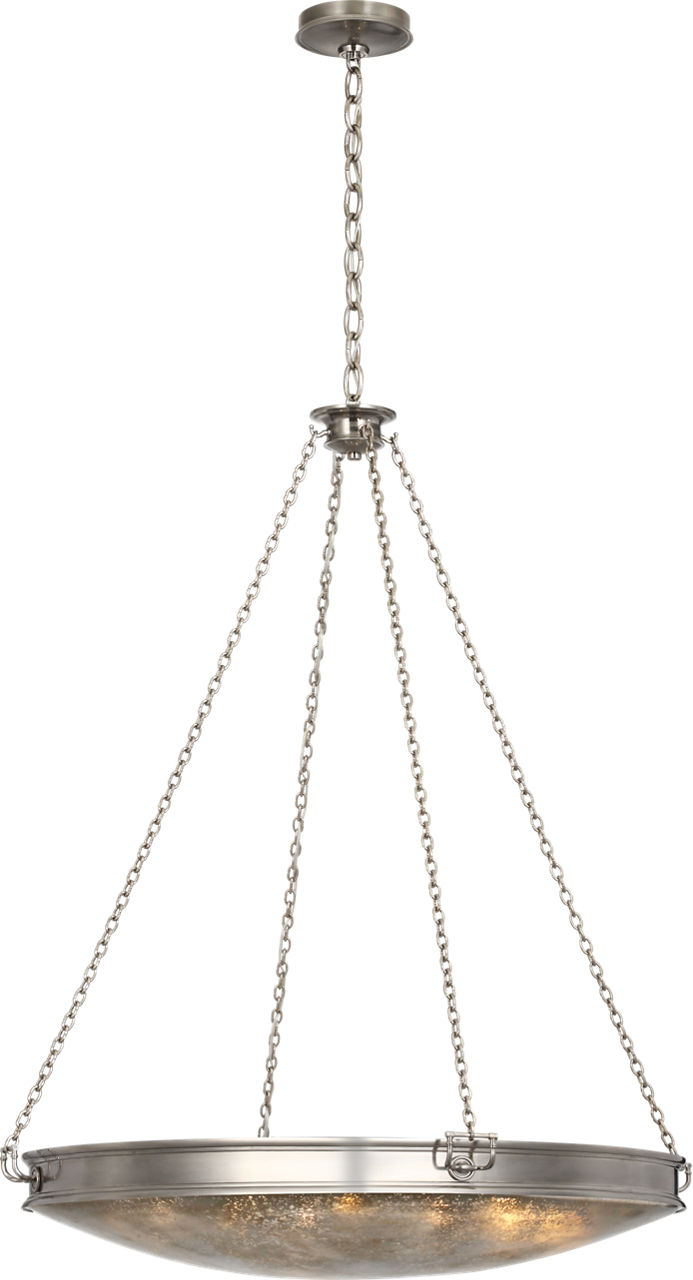 Quinn 35" Chandelier in Pewter with Antique Mercury Glass