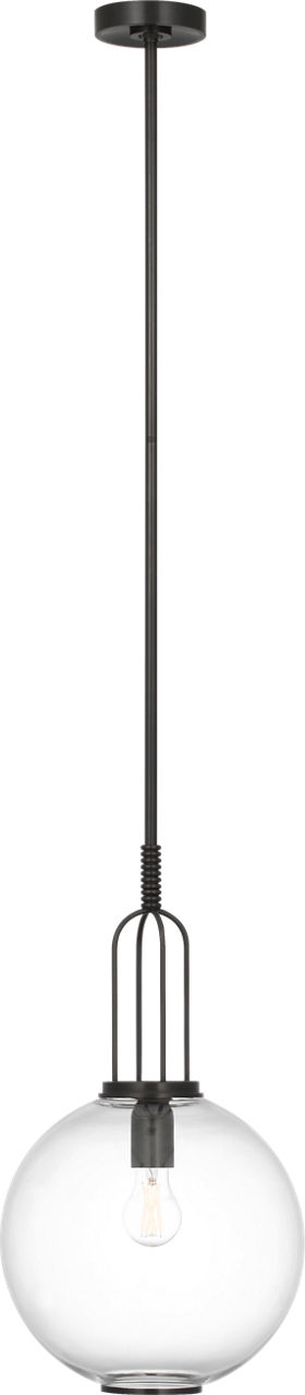 Meir 12" Pendant in Bronze with Clear Glass