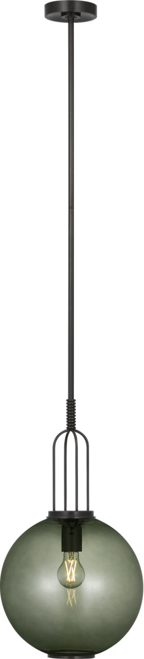 Meir 12" Pendant in Bronze with Smoked Glass