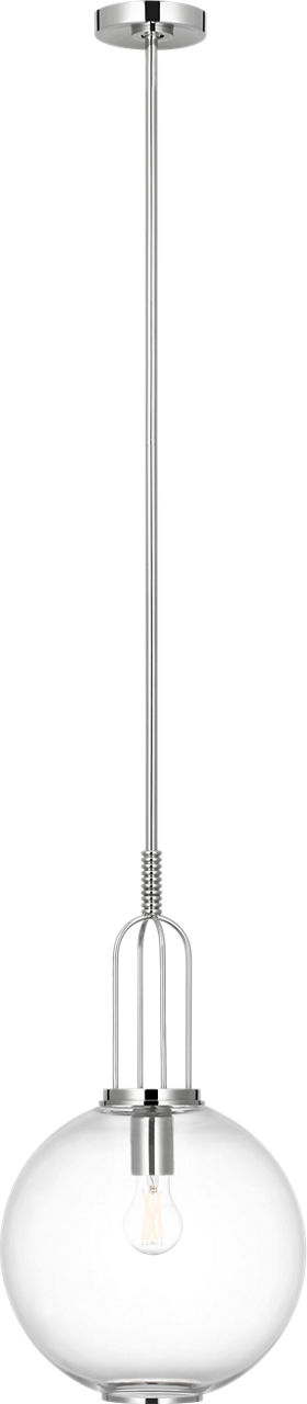 Meir 12" Pendant in Polished Nickel with Clear Glass