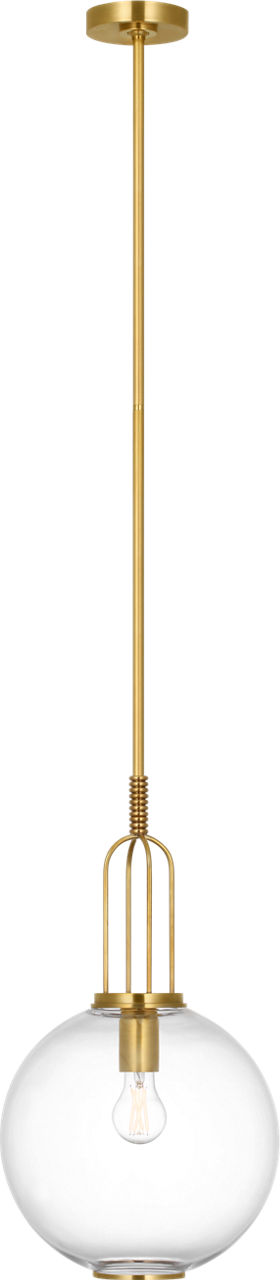 Meir 12" Pendant in Soft Brass with Clear Glass