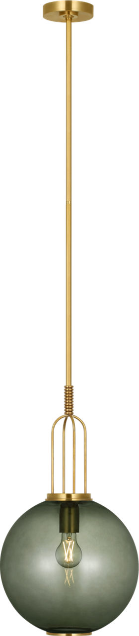 Meir 12" Pendant in Soft Brass with Smoked Glass