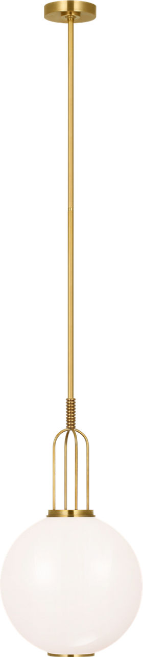 Meir 12" Pendant in Soft Brass with White Glass