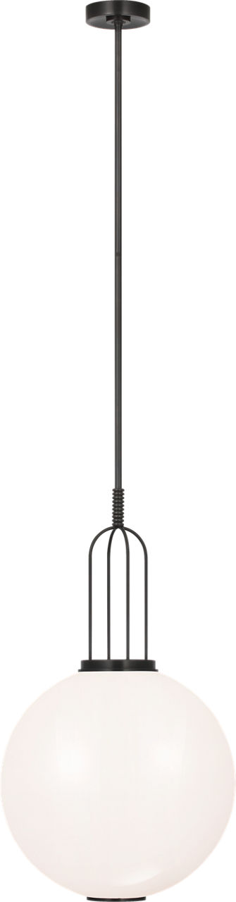 Meir 16" Pendant in Bronze with White Glass