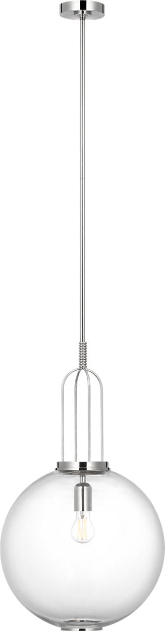 Meir 16" Pendant in Polished Nickel with Clear Glass