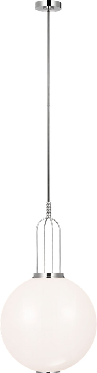 Meir 16" Pendant in Polished Nickel with White Glass