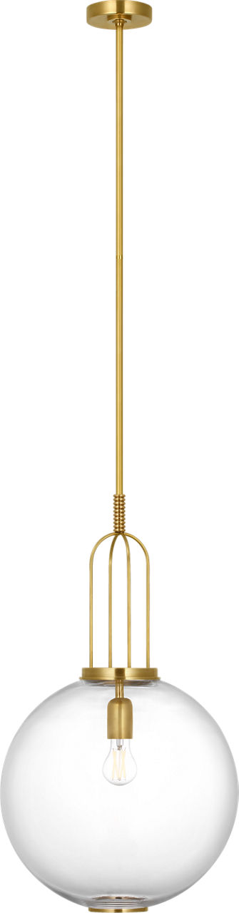 Meir 16" Pendant in Soft Brass with Clear Glass
