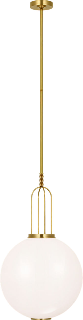 Meir 16" Pendant in Soft Brass with White Glass