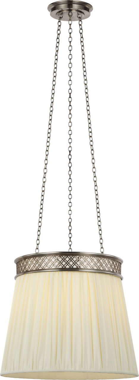 Merritt 16" Crowned Hanging Shade in Pewter with Silk Pleated Shade