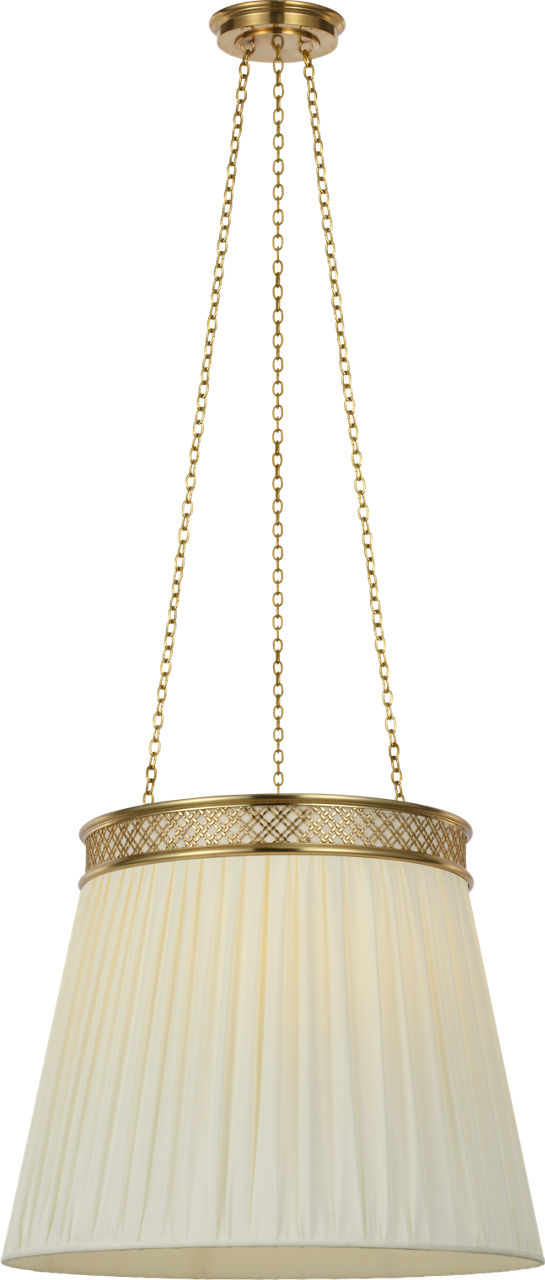 Merritt 21" Crowned Hanging Shade in Soft Brass with Silk Pleated Shade