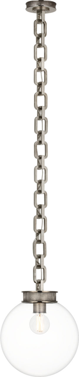 Bellamy 1 Light Statement Chain 12" Globe Chandelier in Pewter with Clear Glass