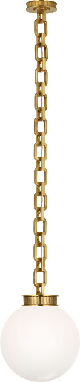 Bellamy 1 Light Statement Chain 12" Globe Chandelier in Soft Brass with White Glass