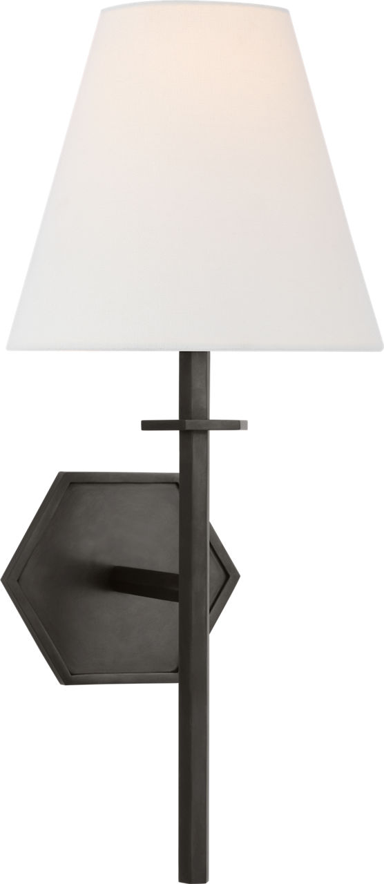 Olivier Medium Sconce in Bronze with Linen Shade