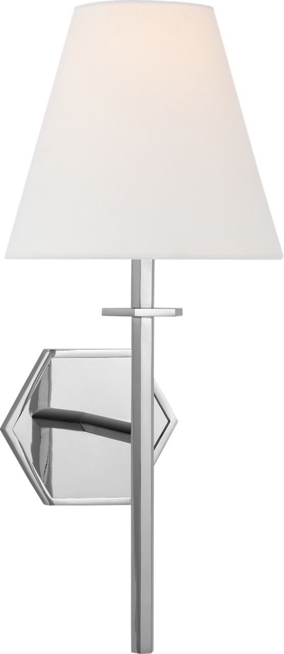 Olivier Medium Sconce in Polished Nickel with Linen Shade