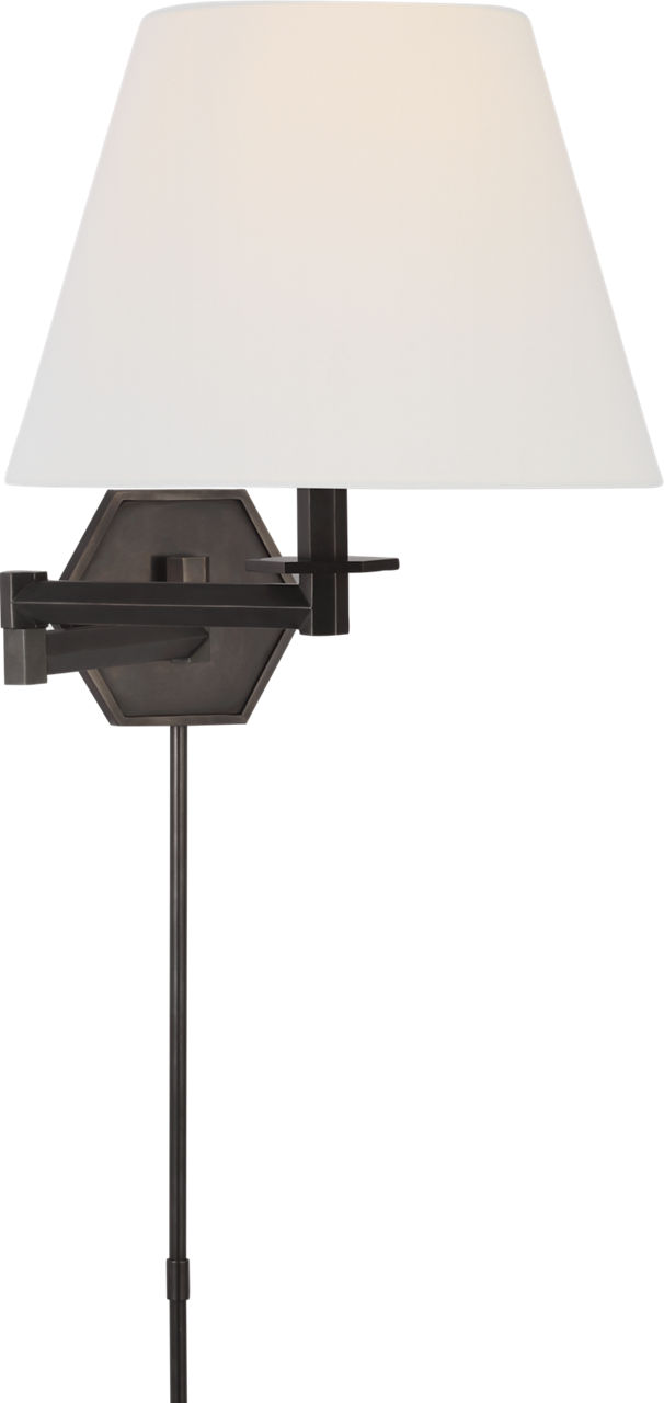 Olivier Medium Sconce in Bronze with Linen Shade