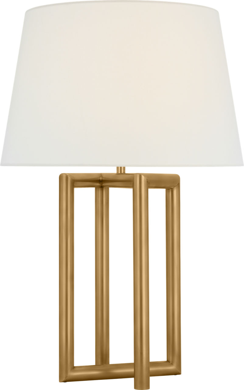 Concorde Large Table Lamp in Hand-Rubbed Antique Brass with Linen Shade