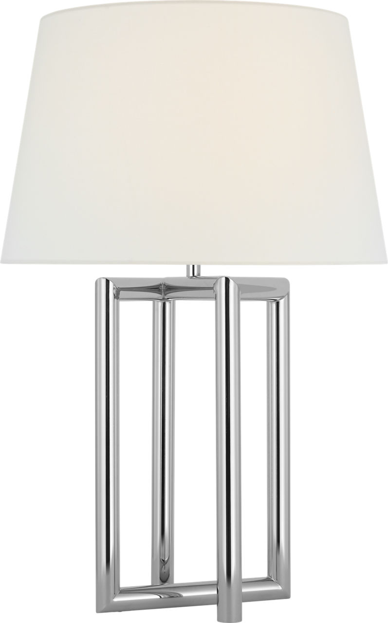Concorde Large Table Lamp in Polished Nickel with Linen Shade