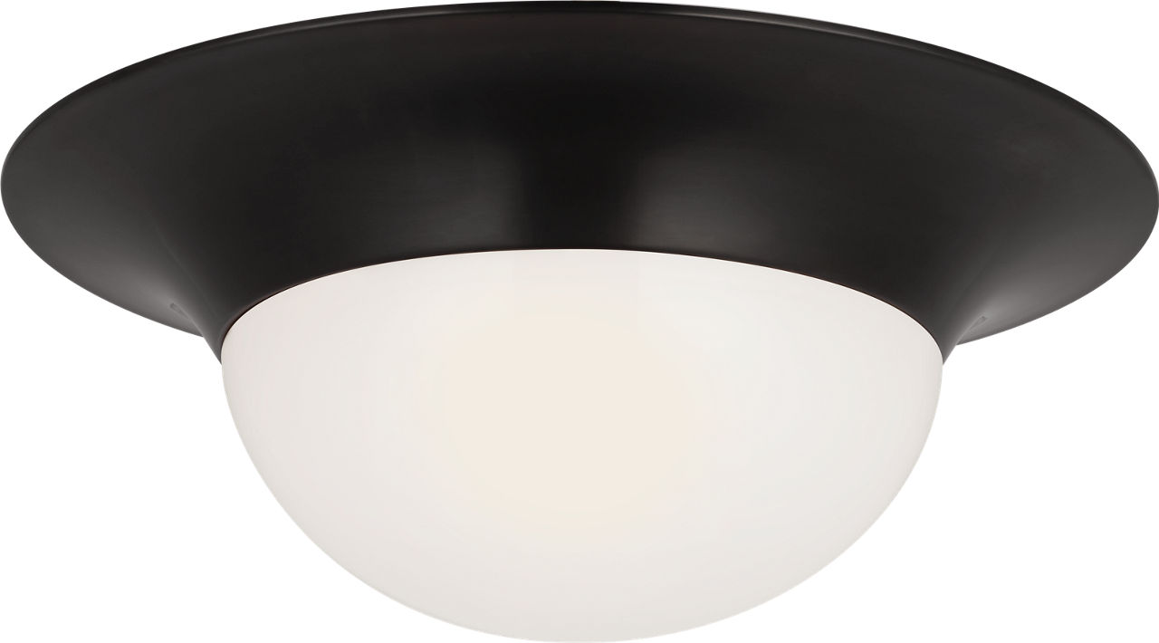 Cluny 18" Flush Mount in Bronze with White Glass