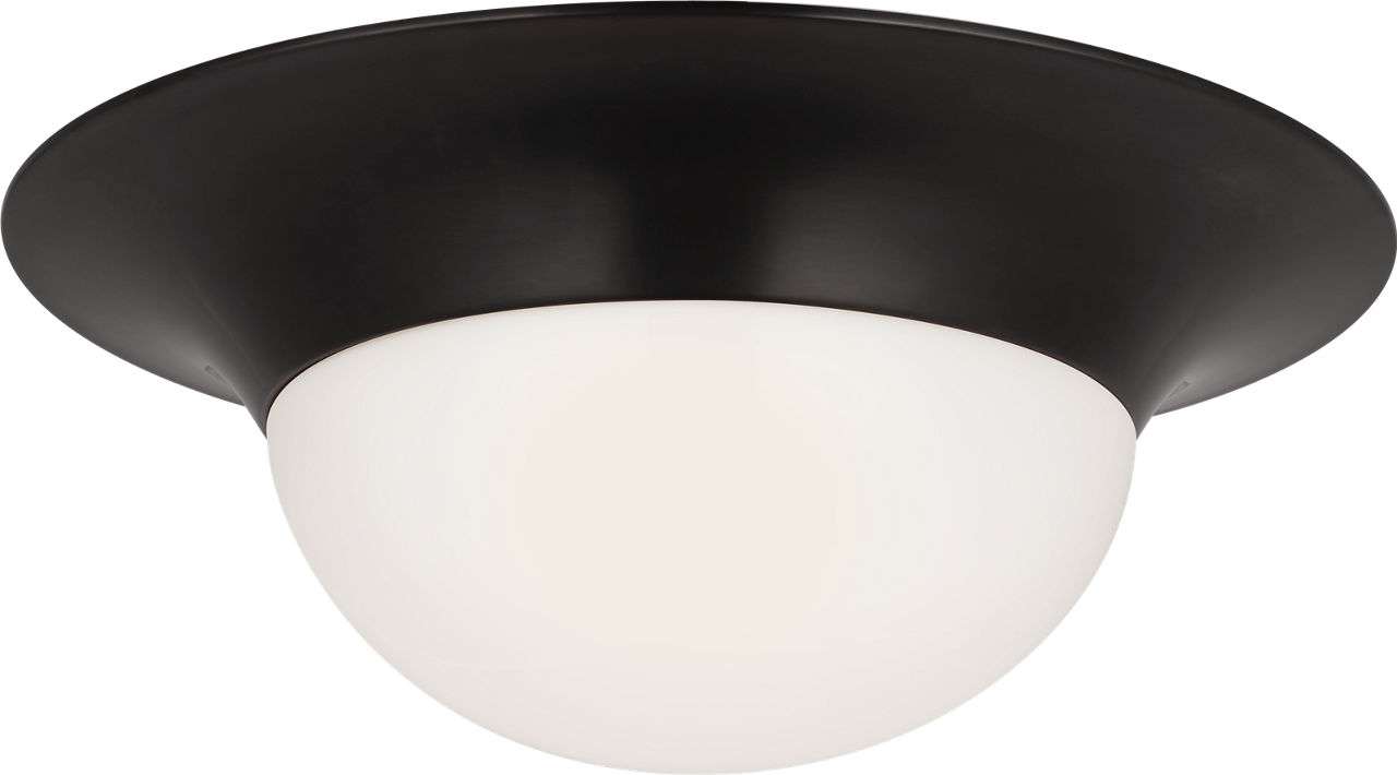 Cluny 24" Flush Mount in Bronze with White Glass