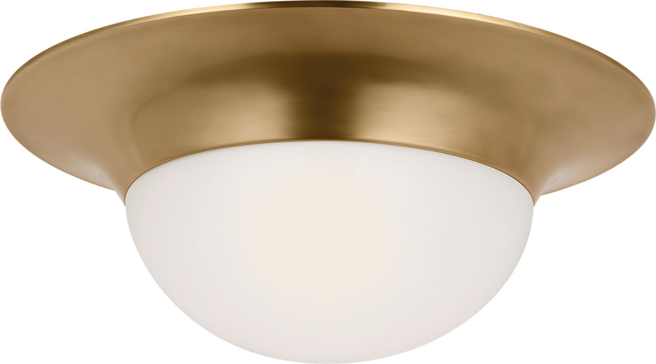 Cluny 24" Flush Mount in Hand-Rubbed Antique Brass with White Glass
