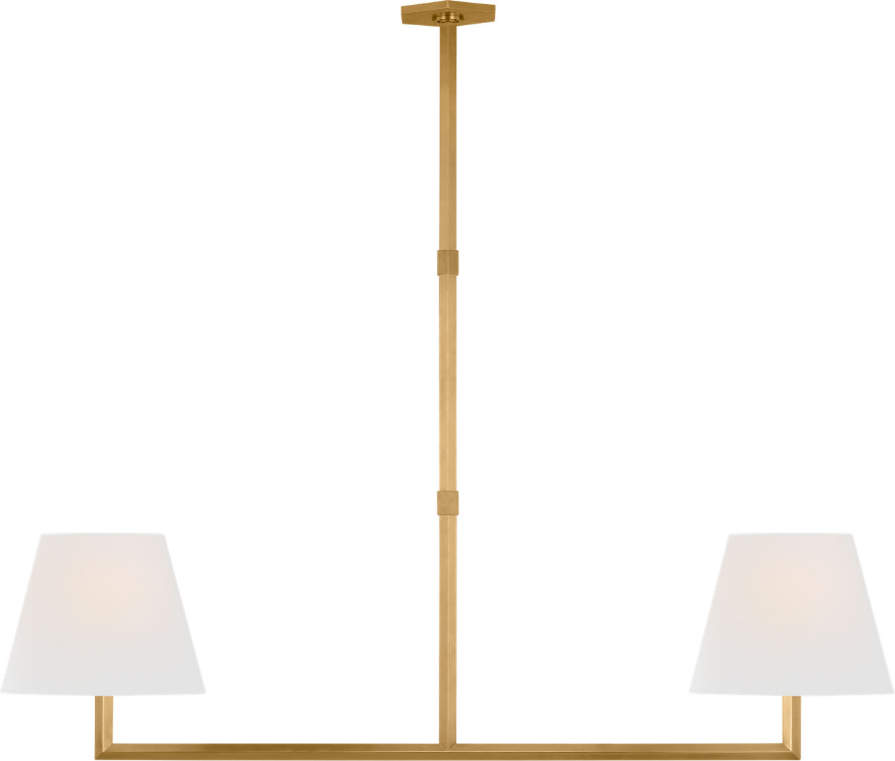 Olivier 65" Linear Chandelier in Hand-Rubbed Antique Brass with Linen Shade