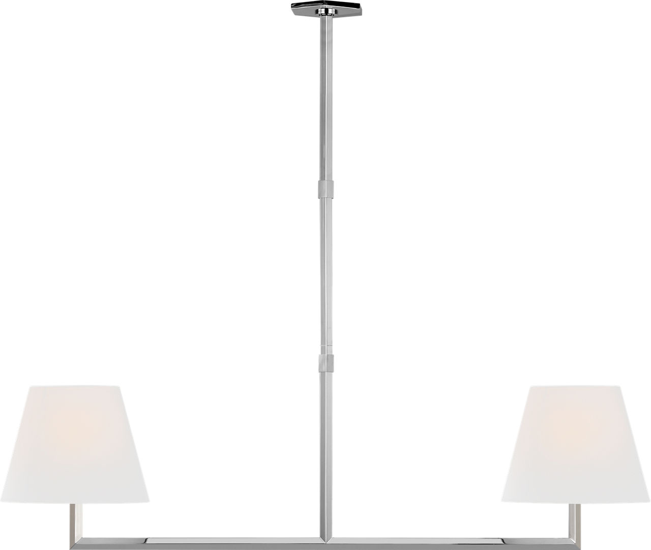 Olivier 65" Linear Chandelier in Polished Nickel with Linen Shade