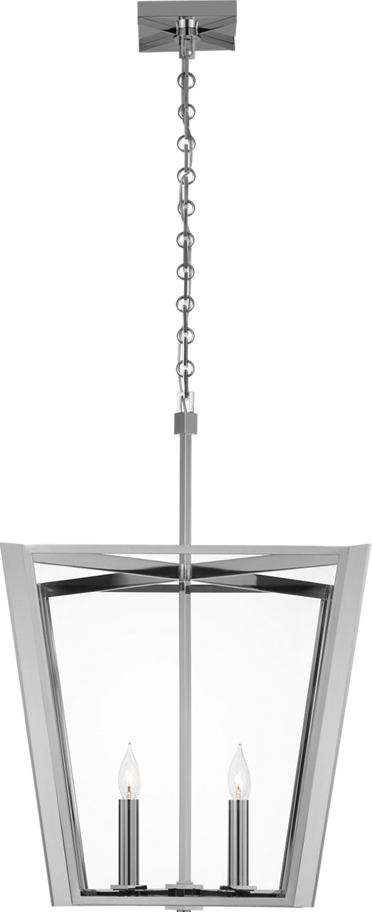 Palais 20" Lantern in Polished Nickel with Clear Glass
