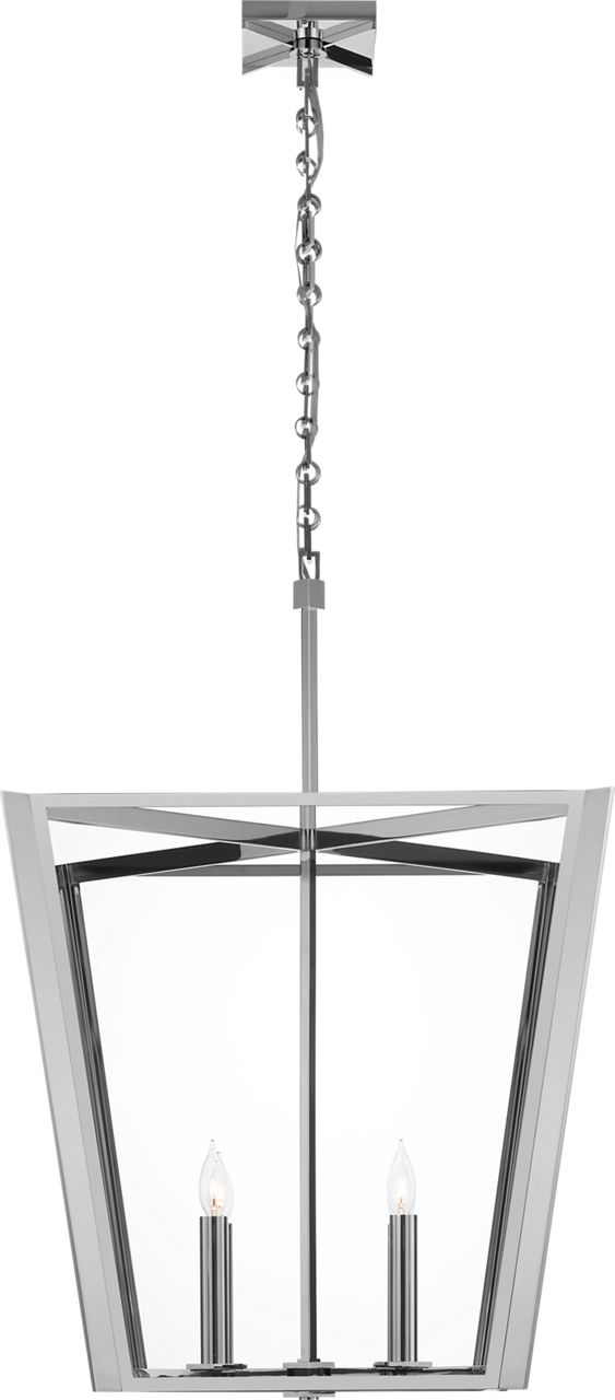 Palais 25" Lantern in Polished Nickel with Clear Glass