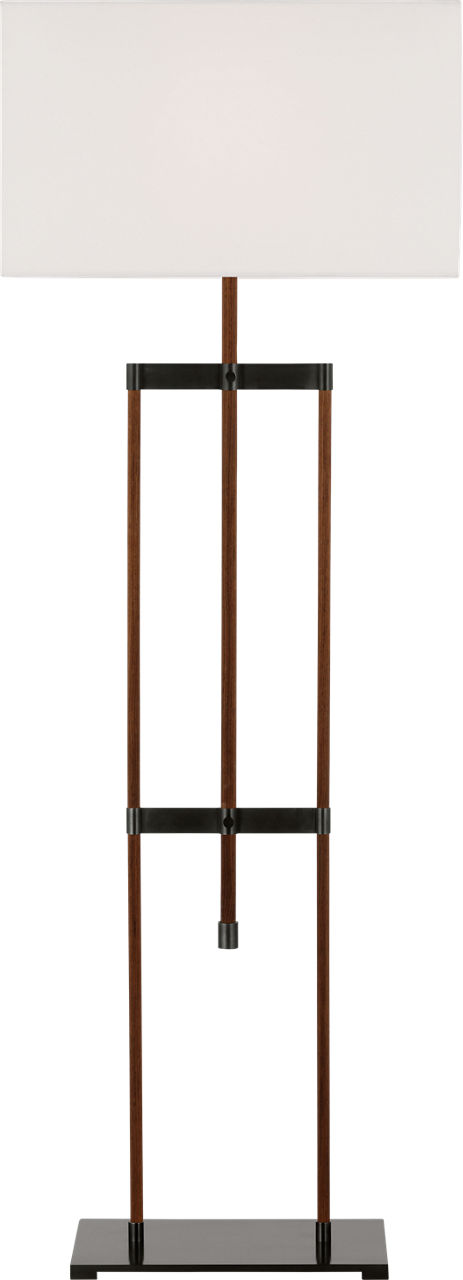 Alda 57" Adjustable Floor Lamp in Bronze and Dark Walnut with Linen Shade