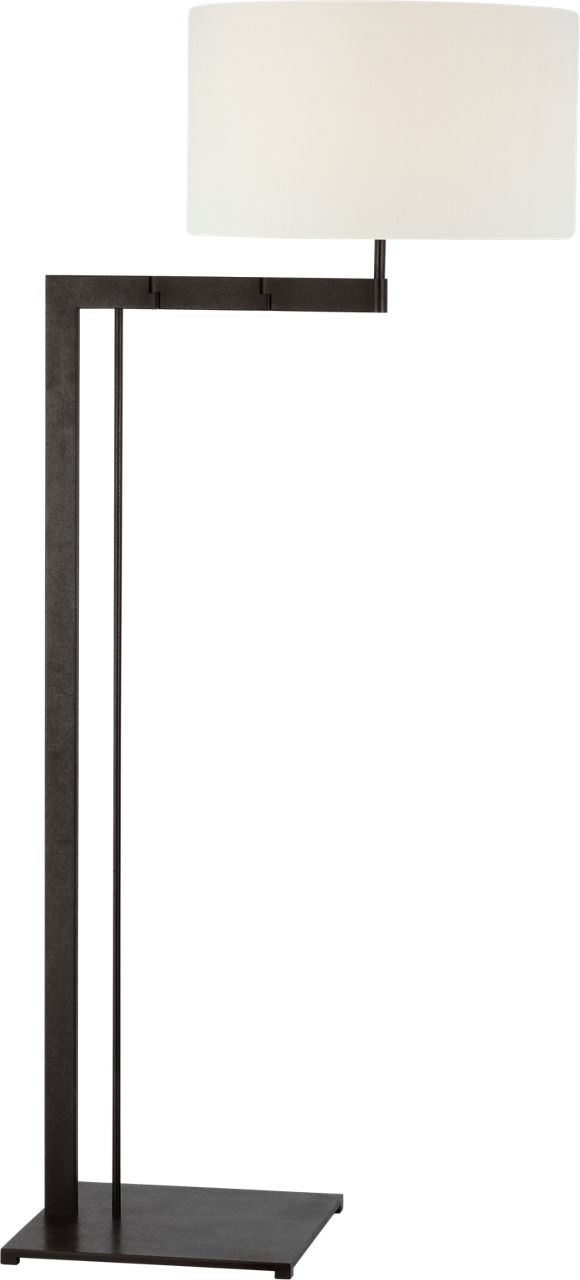 Amell 55" Articulating Floor Lamp in Weathered Iron with Linen Shade