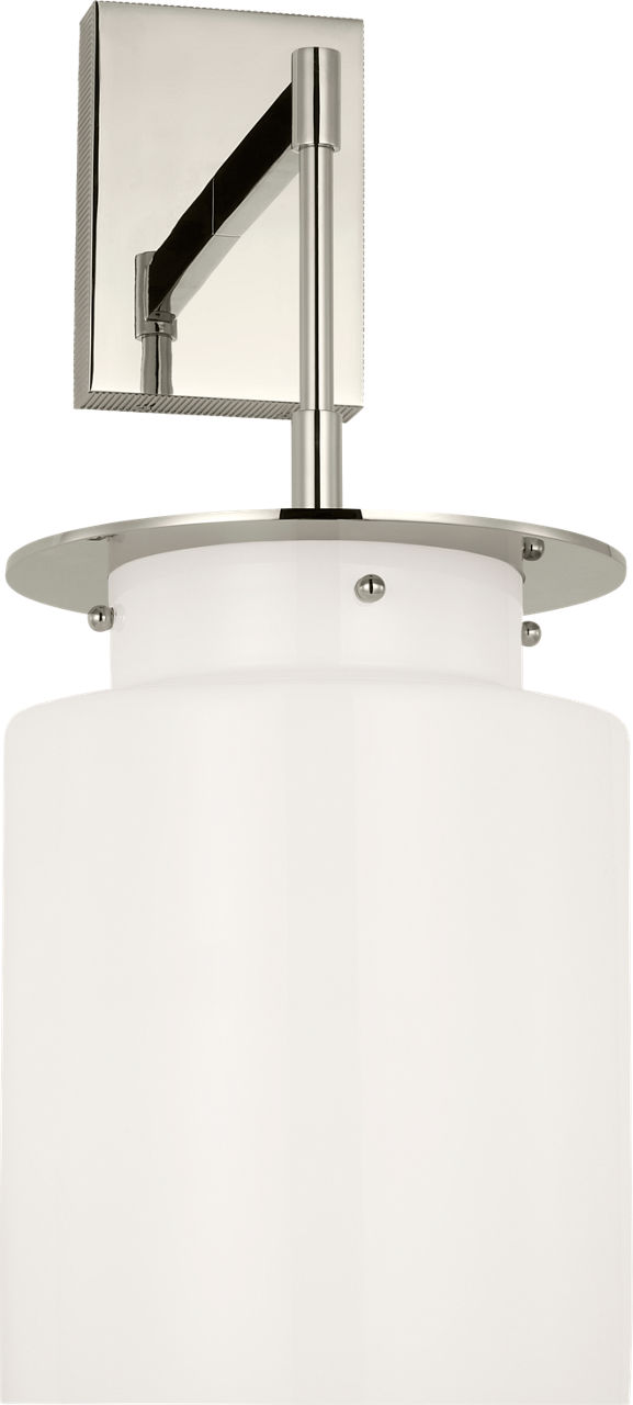 Elias 23" Sconce in Polished Nickel with White Glass