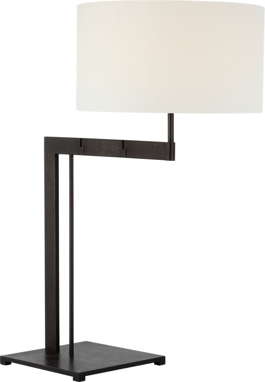 Amell 31" Articulating Table Lamp in Weathered Iron with Linen Shade