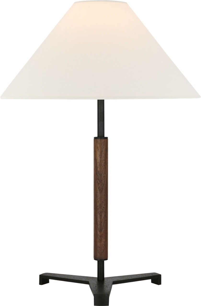 Amaya 20" Table Lamp in Weathered Iron and Dark Walnut with Linen Shade