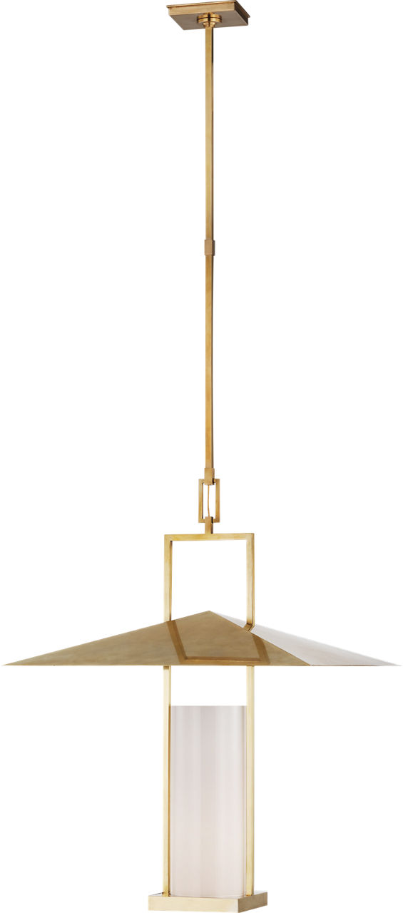 Amity 23" Lantern in Antique-Burnished Brass with White Glass