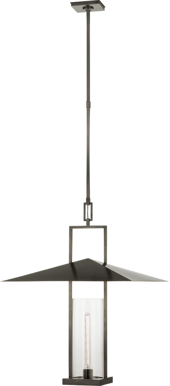 Amity 23" Lantern in Bronze and Antique-Burnished Brass with Clear Glass