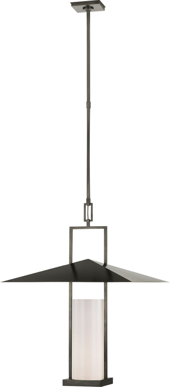 Amity 23" Lantern in Bronze and Antique-Burnished Brass with White Glass