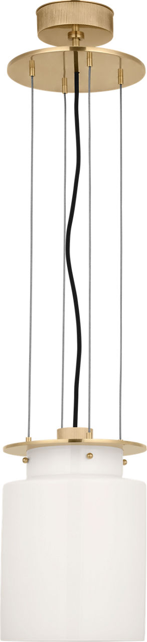 Elias 9" Floating Pendant in Antique-Burnished Brass with White Glass