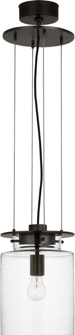 Elias 9" Floating Pendant in Bronze with Clear Glass