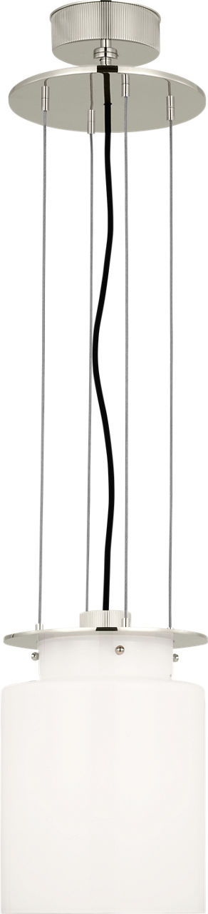 Elias 9" Floating Pendant in Polished Nickel with White Glass